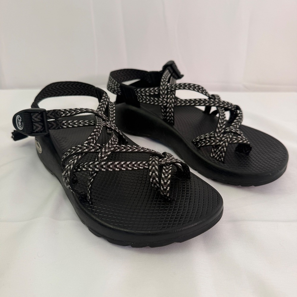 Chaco Z Cloud 2 Sandals Womens 8 Black White Strappy Toe Loop J106266W - Picture 9 of 11